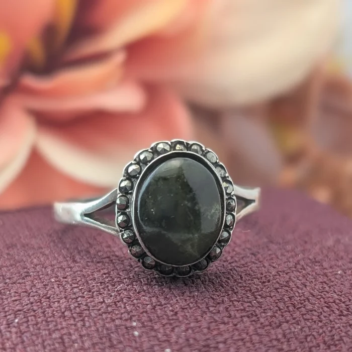 Vintage Sterling Silver Connemara Marble Ring