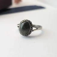 Vintage Sterling Silver Connemara Marble Ring, Marcasite Halo Ring - Image 8