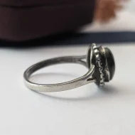 Vintage Sterling Silver Connemara Marble Ring, Marcasite Halo Ring - Image 6