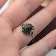 Vintage Sterling Silver Connemara Marble Ring, Marcasite Halo Ring - Image 4
