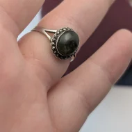 Vintage Sterling Silver Connemara Marble Ring, Marcasite Halo Ring - Image 3