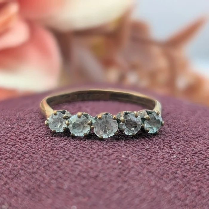 Vintage Rolled Gold Five Stone Paste Ring