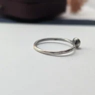 Sterling Silver Pebble Stacking Ring, Hammered Band - Image 6