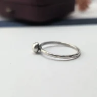 Sterling Silver Pebble Stacking Ring, Hammered Band - Image 5