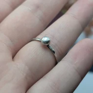 Sterling Silver Pebble Stacking Ring, Hammered Band - Image 3