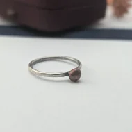 Sterling Silver Pebble Stacking Ring, Hammered Band - Image 8