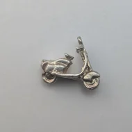 Vintage Silver Vespa Charm, Italian Scooter Pendant - Image 2