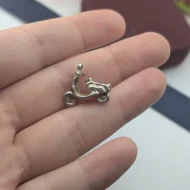 Vintage Silver Vespa Charm, Italian Scooter Pendant - Image 3
