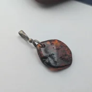 Vintage Sterling Silver Baltic Amber Pendant - Image 5