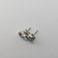 Preloved Sterling Silver Sheila Fleet Breckon, Small Stud Earrings in Peacock Enamel - Image 2