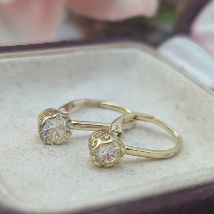 Sterling Silver Gold Plated Solitaire Earrings
