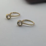 Sterling Silver Gold Plated Solitaire Earrings, CZ Drop - Image 7