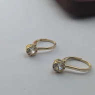 Sterling Silver Gold Plated Solitaire Earrings, CZ Drop - Image 6