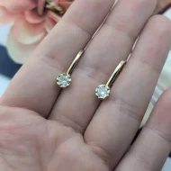 Sterling Silver Gold Plated Solitaire Earrings, CZ Drop - Image 3