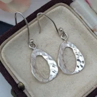 Hammered Sterling Silver Raindrop Earrings