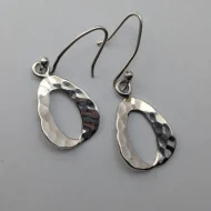 Hammered Sterling Silver Raindrop Earrings, Dangle Drop - Image 2