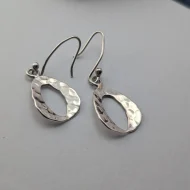 Hammered Sterling Silver Raindrop Earrings, Dangle Drop - Image 5