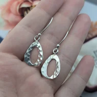 Hammered Sterling Silver Raindrop Earrings, Dangle Drop - Image 3