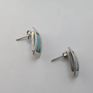 Vintage Sterling Silver Turquoise Earrings, Studs Rectangle - Image 6