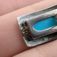 Vintage Sterling Silver Turquoise Earrings, Studs Rectangle - Image 4