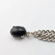 Preloved Silver Curb Chain Blue Stone Bracelet - Image 2