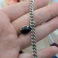 Preloved Silver Curb Chain Blue Stone Bracelet - Image 3