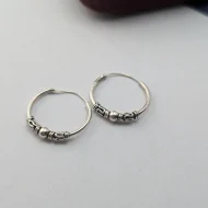 Vintage Silver Bali Hoop Earrings, Small Dainty - Image 5