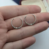 Vintage Silver Bali Hoop Earrings, Small Dainty - Image 4