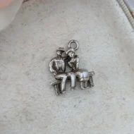Vintage Silver Couple on Bench Charm