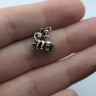 Vintage Silver Couple on Bench Charm, Lovers Pendant - Image 3