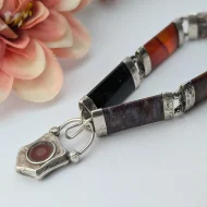 Antique Victorian Silver Agate Bracelet, Hardstone Panel Padlock - Image 21