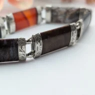 Antique Victorian Silver Agate Bracelet, Hardstone Panel Padlock - Image 19