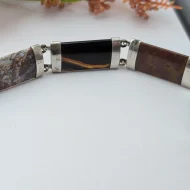 Antique Victorian Silver Agate Bracelet, Hardstone Panel Padlock - Image 13