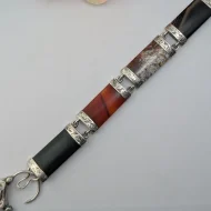 Antique Victorian Silver Agate Bracelet, Hardstone Panel Padlock - Image 10