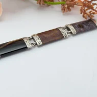 Antique Victorian Silver Agate Bracelet, Hardstone Panel Padlock - Image 8