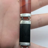 Antique Victorian Silver Agate Bracelet, Hardstone Panel Padlock - Image 7
