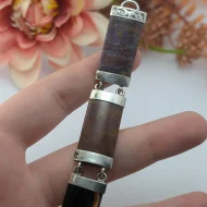 Antique Victorian Silver Agate Bracelet, Hardstone Panel Padlock - Image 3
