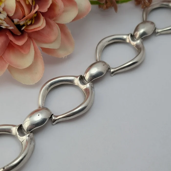 Vintage Silver Chunky Round Link Bracelet