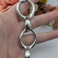 Vintage Silver Chunky Round Link Bracelet, Modernist - Image 4