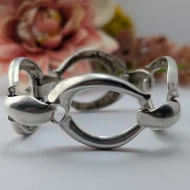 Vintage Silver Chunky Round Link Bracelet, Modernist - Image 3