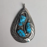 Vintage Turquoise Snake Zuni Pendant, Effie C Sterling Silver Native American - Image 12