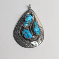 Vintage Turquoise Snake Zuni Pendant, Effie C Sterling Silver Native American - Image 11