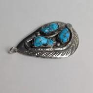 Vintage Turquoise Snake Zuni Pendant, Effie C Sterling Silver Native American - Image 9