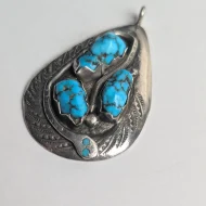 Vintage Turquoise Snake Zuni Pendant, Effie C Sterling Silver Native American - Image 7