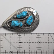 Vintage Turquoise Snake Zuni Pendant, Effie C Sterling Silver Native American - Image 4