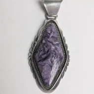 Vintage Sterling Silver Charoite Pendant, Navajo Native American D. Dale. - Image 12
