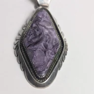 Vintage Sterling Silver Charoite Pendant, Navajo Native American D. Dale. - Image 11