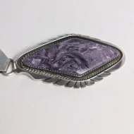Vintage Sterling Silver Charoite Pendant, Navajo Native American D. Dale. - Image 9