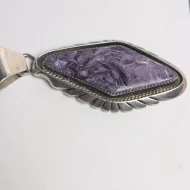 Vintage Sterling Silver Charoite Pendant, Navajo Native American D. Dale. - Image 8