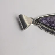 Vintage Sterling Silver Charoite Pendant, Navajo Native American D. Dale. - Image 7